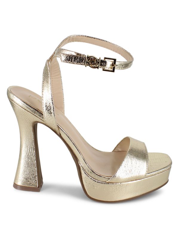 Bebe Metallic Ankle Strap Platform Sandals